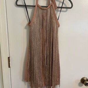 Forever 21 Fringe Halter Dress - Rose Gold